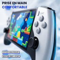 Console portable SF3500, gros plan sur les boutons et le stick analogique